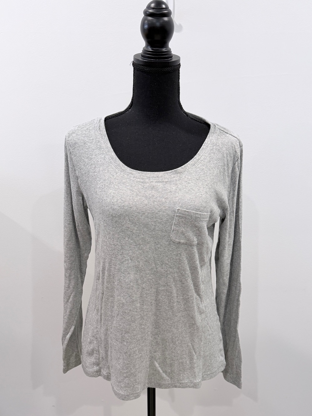 Jenni by Jennifer Moore Cotton Blend Light Gray Pajama Top